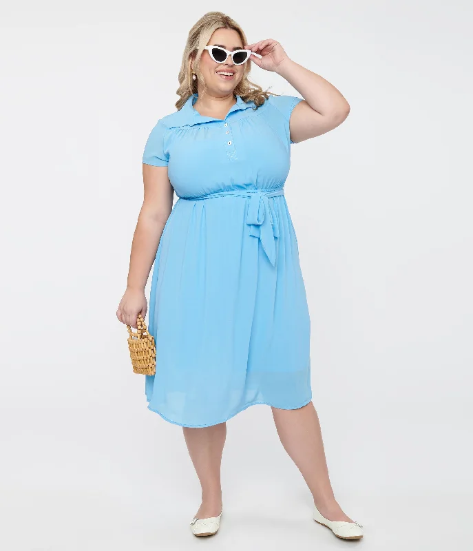 Ball Gown Women Dress with a Full Skirt for a Princess - like LookHell Bunny Plus Size 1930s Baby Blue Chiffon Midi Pearl Dress