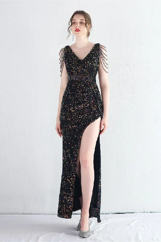 Wrap - Style Women Dress with Adjustable Fit for All Body TypesTrumpet-Mermaid Floor Length Sequins Dress 682786662179