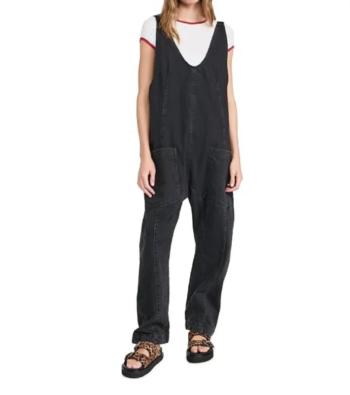 Bootcut women trousers to pair well with different shoesHigh Roller Scoop Neck Sleeveless Jumpsuit In Mineral Black