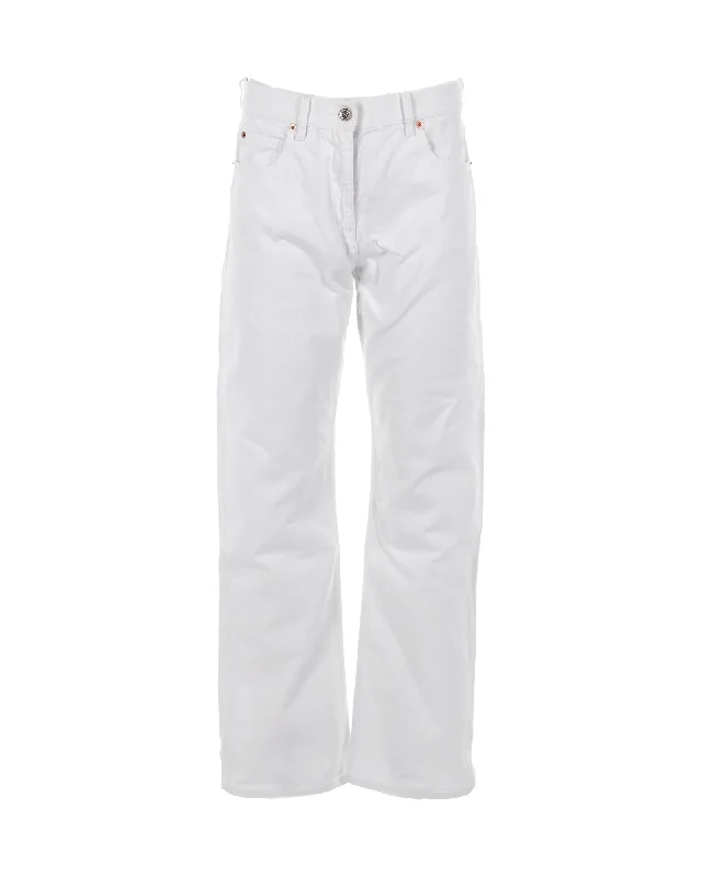 Tapered women trousers with a slimming effectValentino High-Rise Wide-Leg Jeans in White Cotton