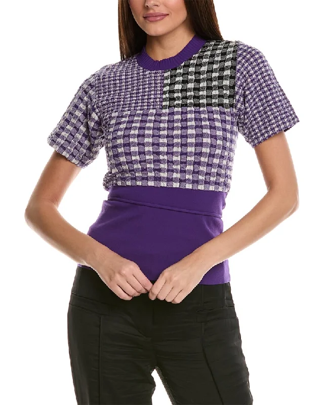 Open - Front Women Sweater for Easy Layering3.1 Phillip Lim Gingham Top