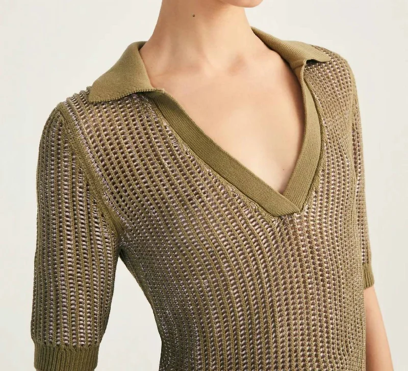 Mock - Neck Women Sweater for a Modern TwistAxelle Polo Sweater In Oregano Hyacinth