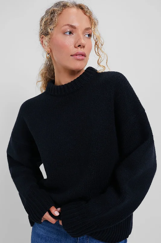 Plus - Size Women Sweater with a Flattering FitBlack Genevieve Cashmere Blend Crewneck Sweater