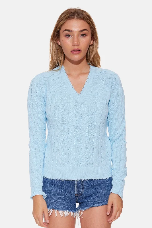 Plus - Size Women Sweater with a Flattering FitAmber Cable V Neck Sweater Summer Song