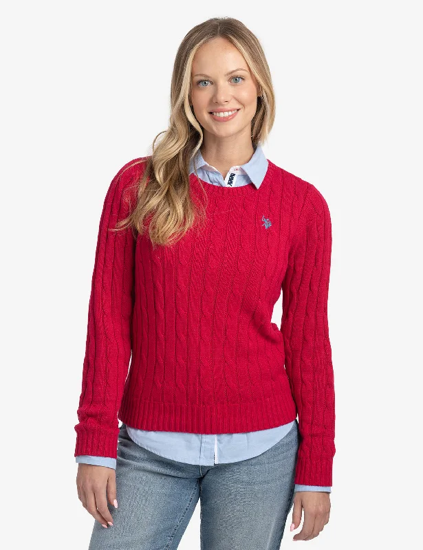 Cable - Knit Women Sweater with Intricate PatternsCABLE CREW NECK SWEATER