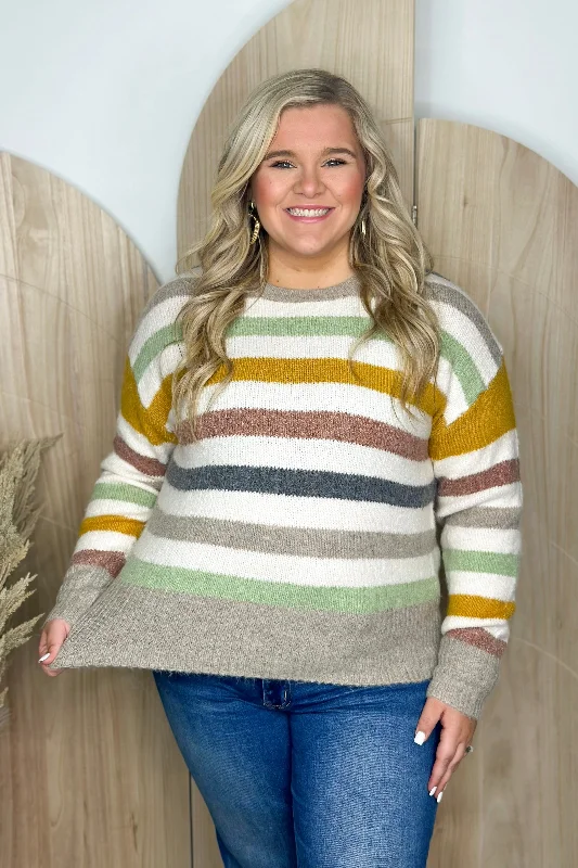 Striped Women Sweater with a Timeless PatternOff White Multi Color Stripe Sweater