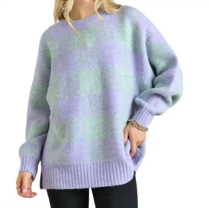 Plus - Size Women Sweater with a Flattering FitCheck Tunic Sweater In Blue