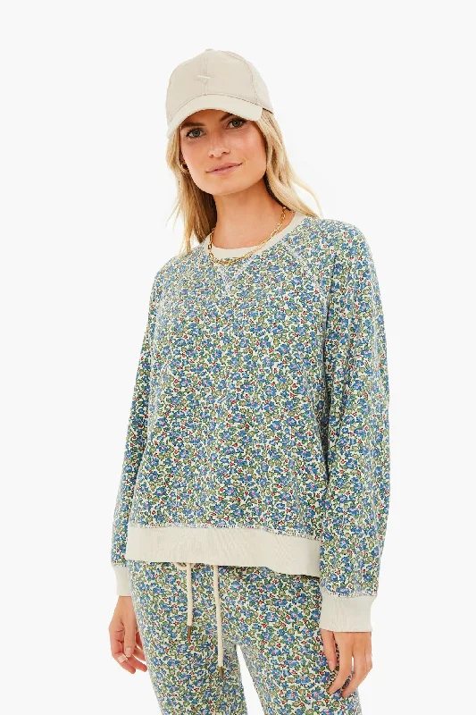 Cashmere Women Sweater with a Luxurious Soft TouchCream Field Floral Slouch Sweatshirt