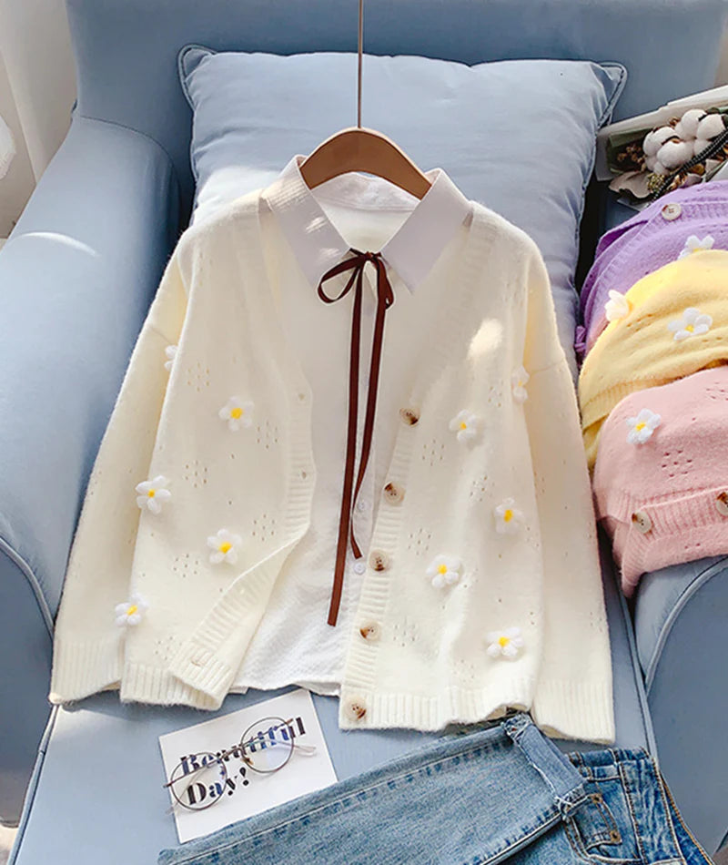 Sequin - Embellished Women Sweater for Special OccasionsCute flowers sweater long sleeve sweater sweater coat spring and autumn clothing      S2520