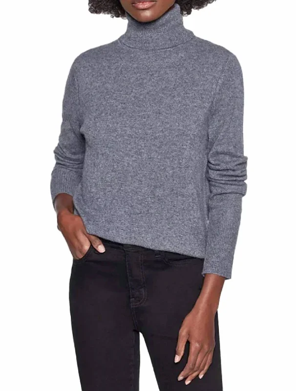 Color - Blocked Women Sweater for a Bold Fashion StatementDelafine Turtleneck Sweater In Heather Grey