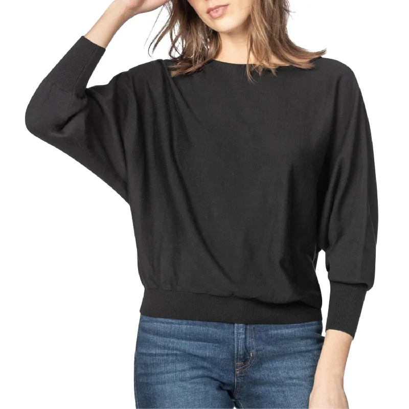 Organic Cotton Women Sweater for an Eco - Friendly ChoiceDolman Sleeve Boatneck Sweater In Black