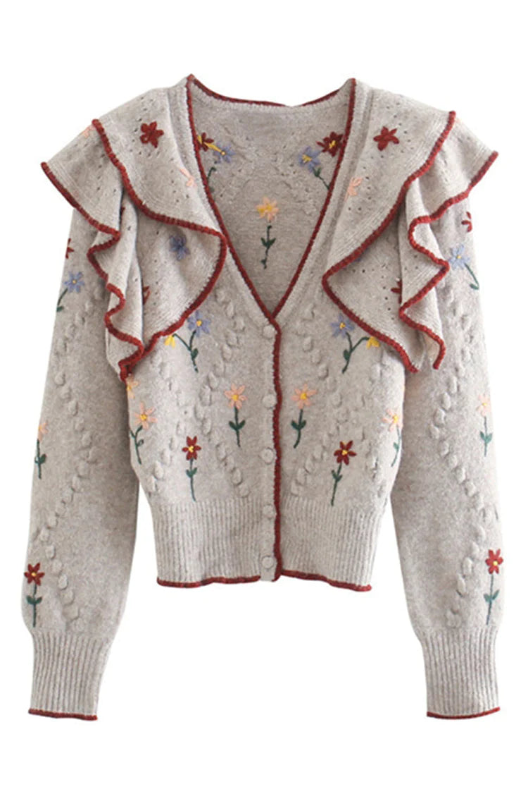 Plus - Size Women Sweater with a Flattering FitEmbroidered layered decorative sweater design sweater coat     S2522