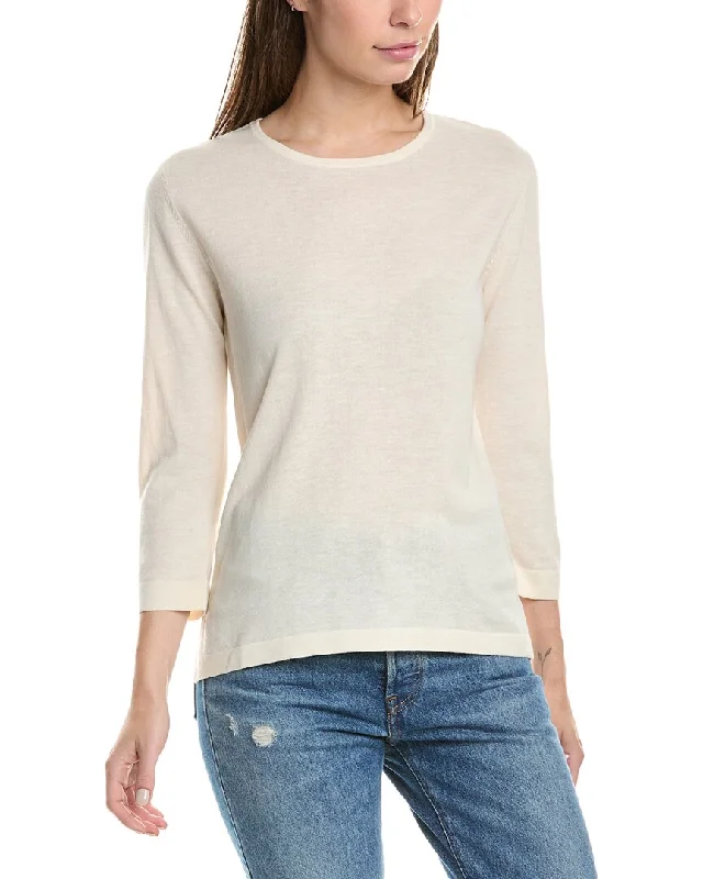 Button - Down Women Sweater for a Versatile LookForte Cashmere Aegean Crew Silk & Cashmere-Blend Sweater