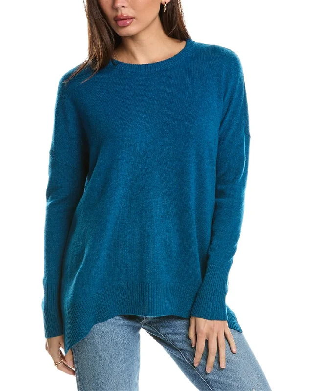 Mock - Neck Women Sweater for a Modern TwistForte Cashmere Easy Crew Cashmere Pullover