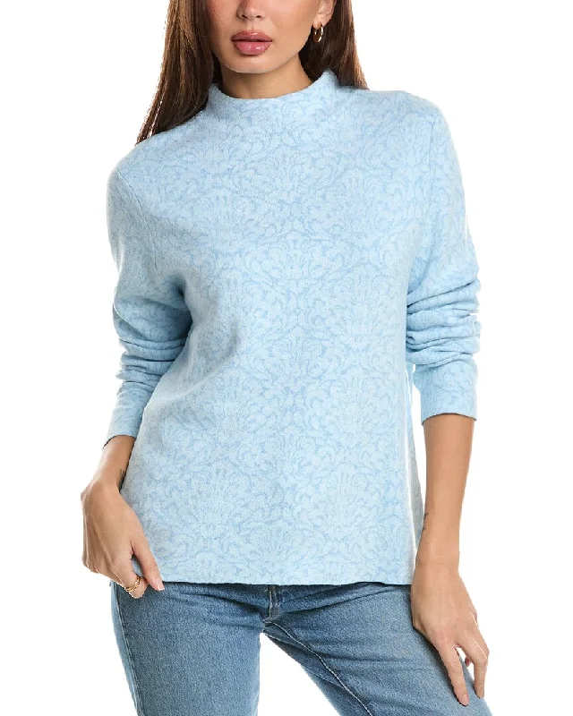 Cropped Women Sweater to Pair with High - Waisted BottomsForte Cashmere Medallion Funnel Cashmere-Blend Sweater