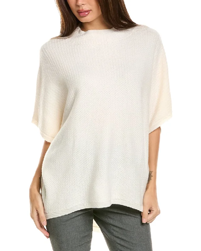 V - Neck Women Sweater to Elongate the NecklineForte Cashmere Textured Funnel Cashmere Popover