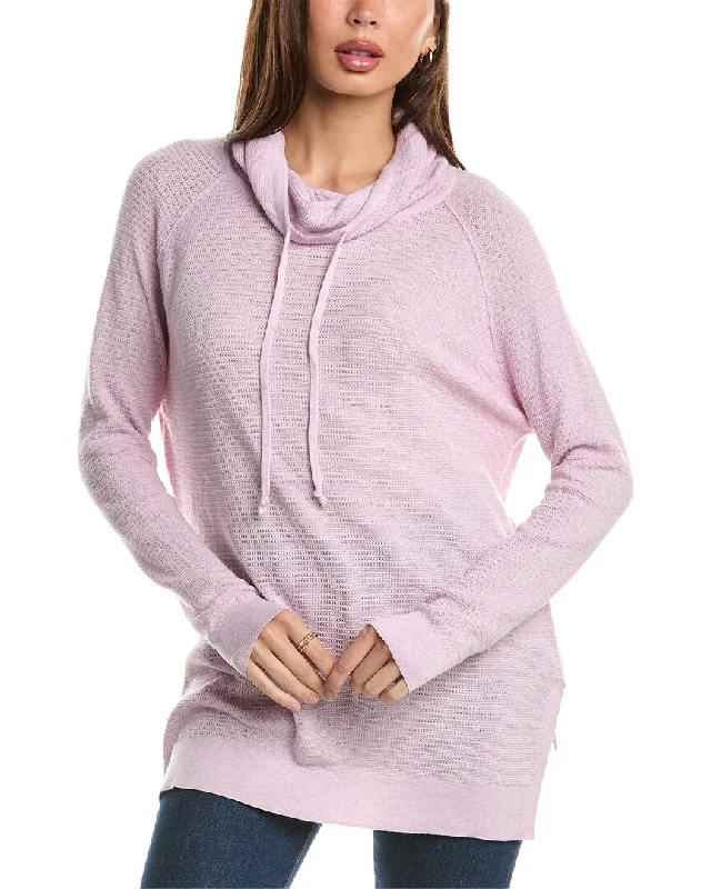 Cable - Knit Women Sweater with Intricate PatternsForte Cashmere Thermal Drawstring Funnel Cashmere-Blend Sweater