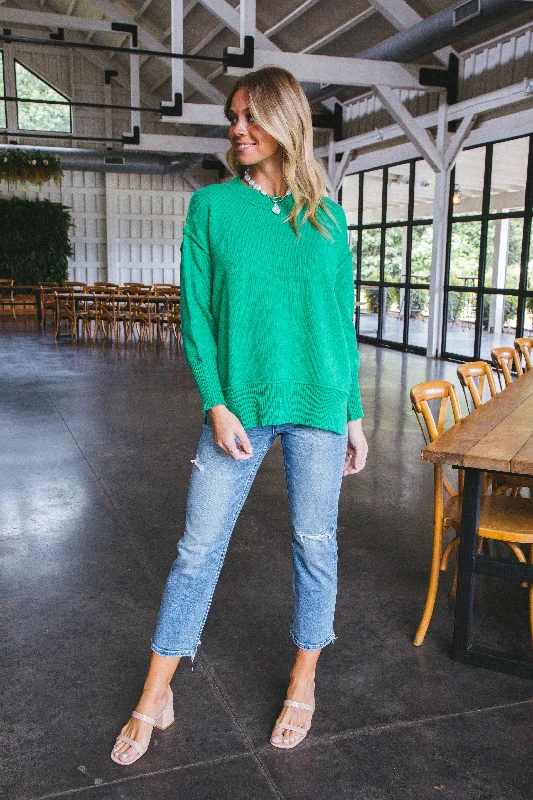 Striped Women Sweater with a Timeless PatternGiuliana Boxy Sweater, Green