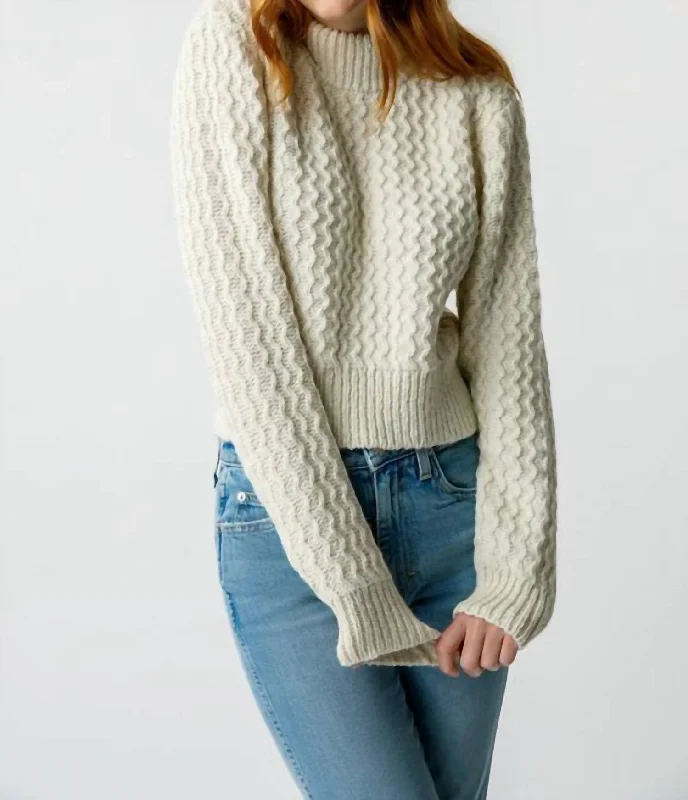 Lightweight Women Sweater for Spring and FallHelen Crop Mock Sweater In Natural