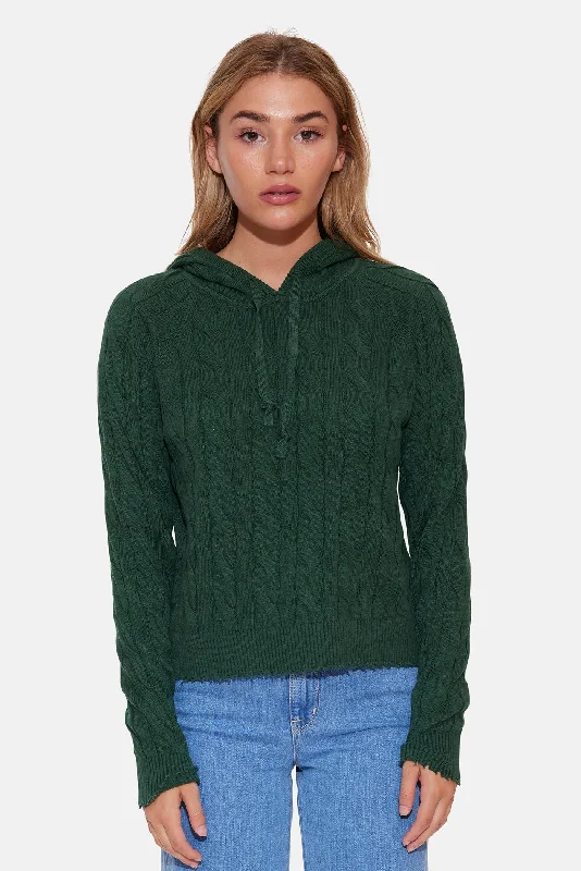 Mock - Neck Women Sweater for a Modern TwistAmber Cable V Neck Sweater Pine