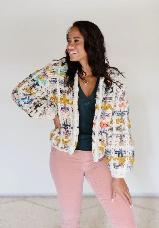 Open - Front Women Sweater for Easy LayeringPlaid Party Cardi Pattern