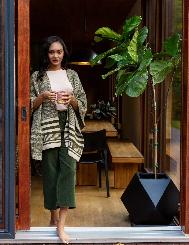 Striped Women Sweater with a Timeless PatternRecycled Sweater Poncho