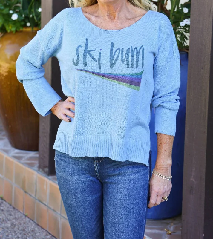 Cable - Knit Women Sweater with Intricate PatternsSki Bum Sweater In Blue