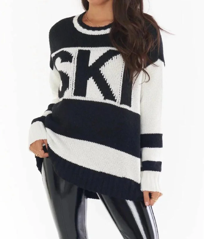 Sequin - Embellished Women Sweater for Special OccasionsSki In Sweater In Ski Knit Black