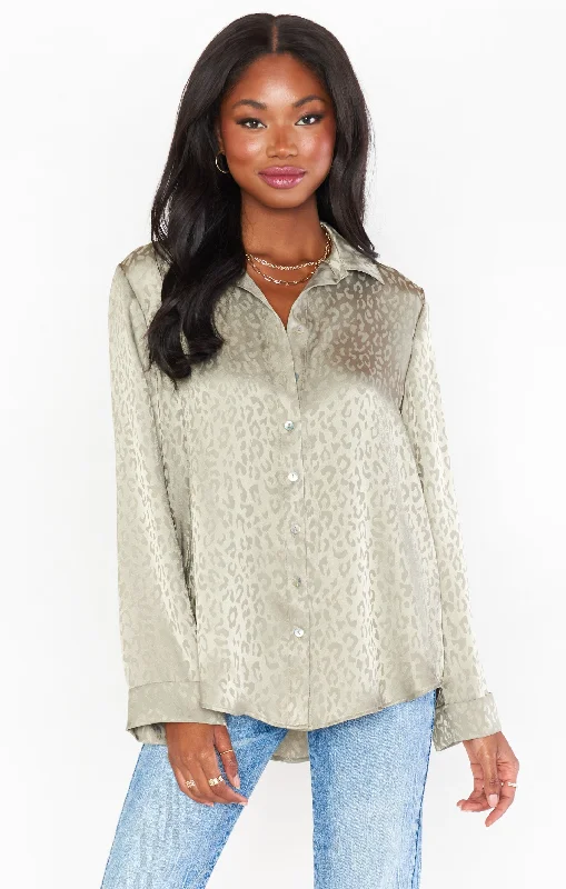 Sequin - Embellished Women Sweater for Special OccasionsSmith Button Down ~ Sage Cheetah