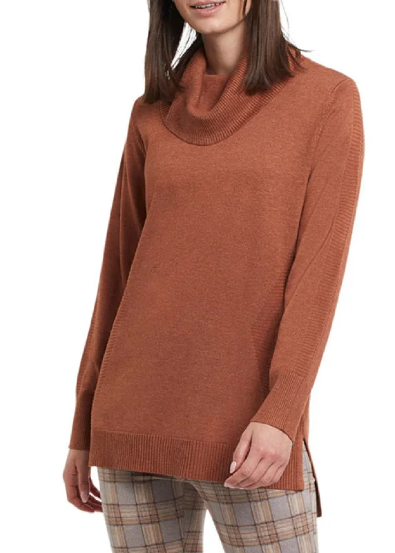 Cropped Women Sweater to Pair with High - Waisted BottomsTribal 1160O L/S Cowl Neck Sweater