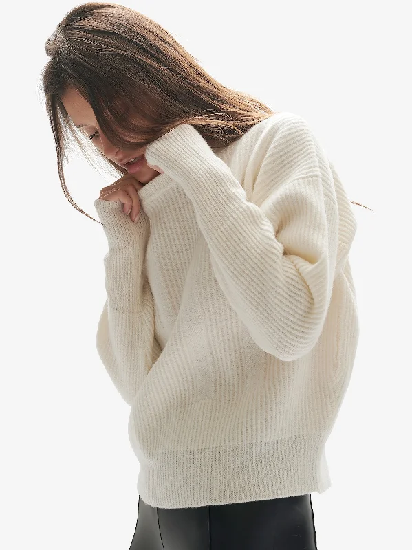 Button - Down Women Sweater for a Versatile LookW Wool Icon Sweater - Soft Cream