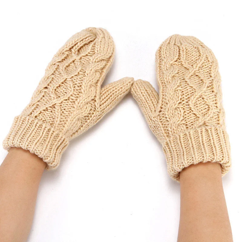 Lightweight Women Sweater for Spring and FallWinter Fleece Lined Solid Color Chunky Cable Knit Mittens