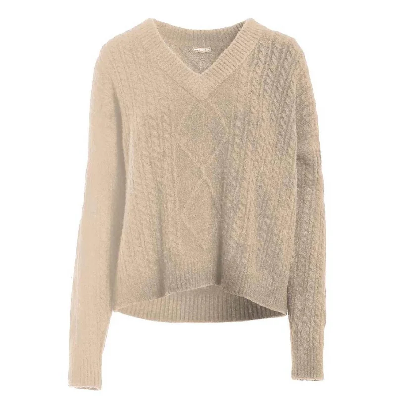 Organic Cotton Women Sweater for an Eco - Friendly ChoiceWomen's Cuddle V Sweater In Wheat