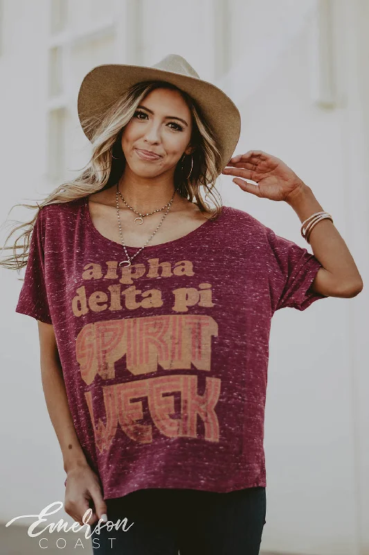 Floral Print Women T Shirt for a Feminine TouchAlpha Delta Pi Spirit Week Slouchy Tee