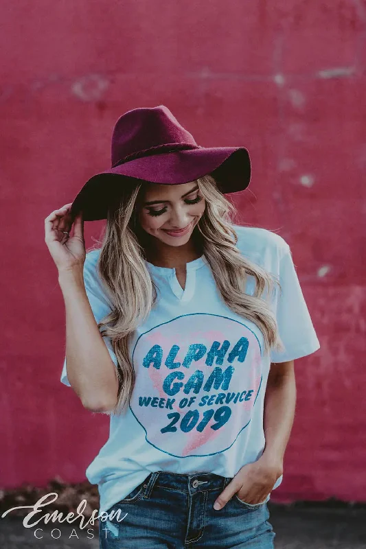 Tie - Dye Women T Shirt with a Bohemian VibeAlpha Gamma Delta Week of Service Tshirt