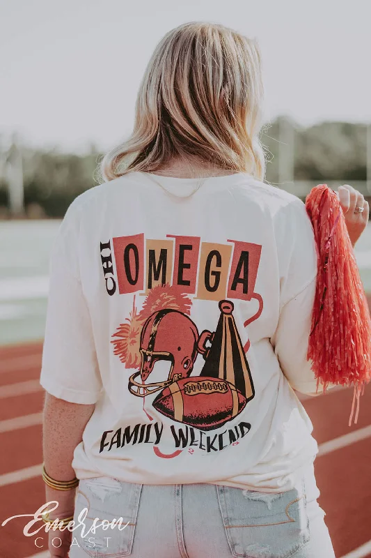 Ringer T Shirt Women with Retro - Inspired StripesChi O Football Family Weekend Tee