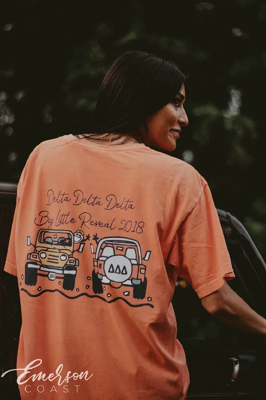 Tie - Dye Women T Shirt with a Bohemian VibeDelta Delta Delta Big Little Jeep Tee