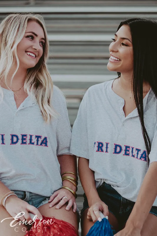 Sleeveless Women T Shirt for Summer ComfortDelta Delta Delta Recruitment Henley Tee