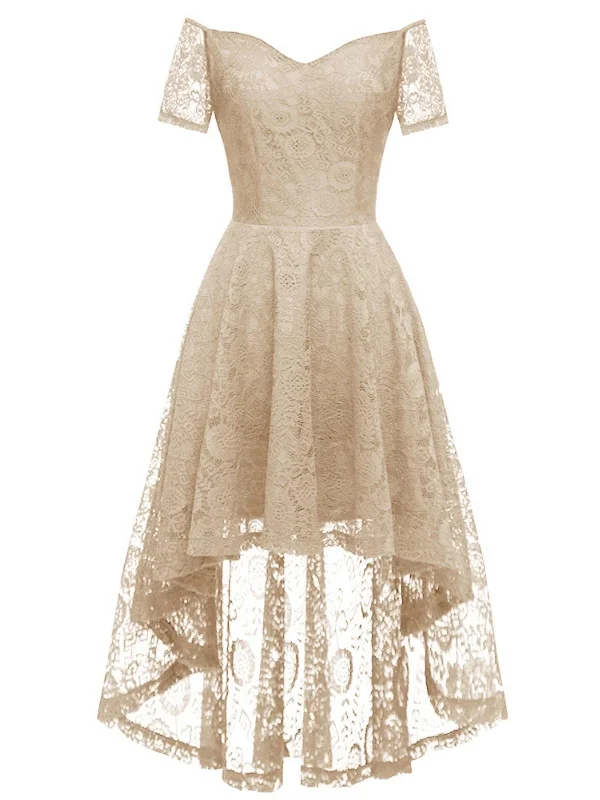 Lace - Embellished Women Dress for an Elegant and Sophisticated AppearanceLace - Embellished Women Dress for an Elegant and Sophisticated Appearance1950s Off-shoulder Floral Lace Dress