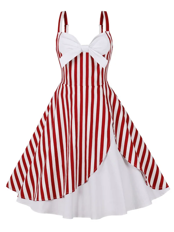 Off - the - Shoulder Women Dress for a Romantic and Feminine LookOff - the - Shoulder Women Dress for a Romantic and Feminine Look1950s Stripes Contrast Patchwork Strap Dress