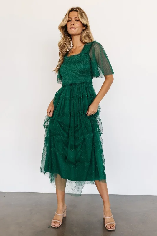 Lace - Embellished Women Dress for an Elegant and Sophisticated AppearanceLace - Embellished Women Dress for an Elegant and Sophisticated AppearanceBexley Tulle Dress | Dark Green