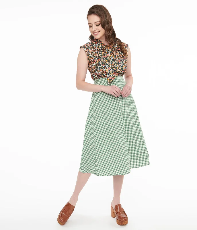 Printed Abstract Women Dress for a Modern and Artistic AppealPrinted Abstract Women Dress for a Modern and Artistic AppealCollectif 1930s Green & White Gingham Hetty Swing Skirt