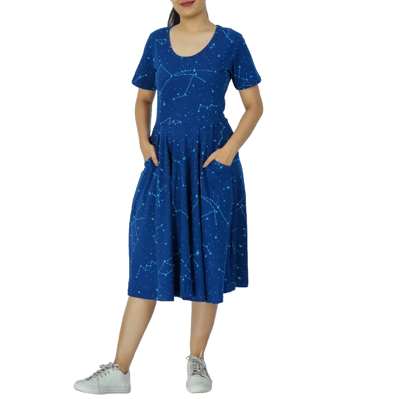 Empire Waist Women Dress to Accentuate the Bust and Conceal the WaistEmpire Waist Women Dress to Accentuate the Bust and Conceal the WaistConstellations Glow-in-the-Dark Navy Twirl Dress