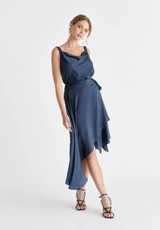 Strapless Women Dress with a Built - in Bra for Comfort and SupportStrapless Women Dress with a Built - in Bra for Comfort and SupportCowl Neck Dress