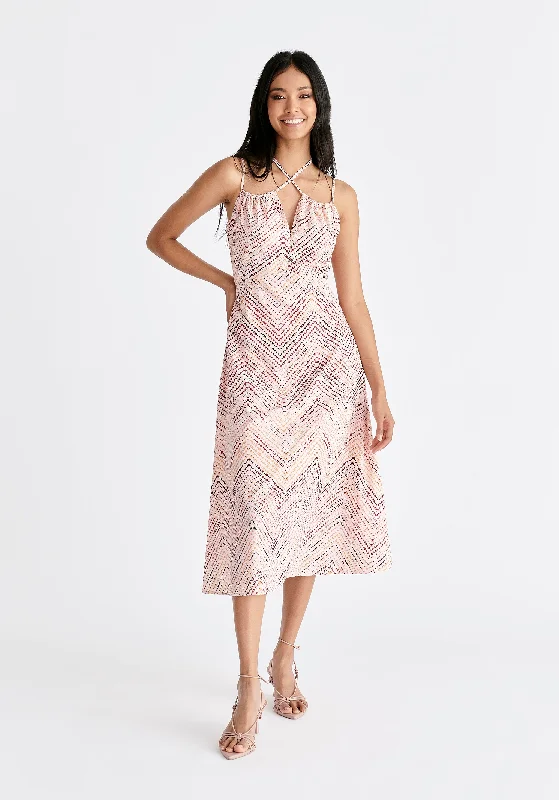 Printed Abstract Women Dress for a Modern and Artistic AppealPrinted Abstract Women Dress for a Modern and Artistic AppealCross Strap Dress