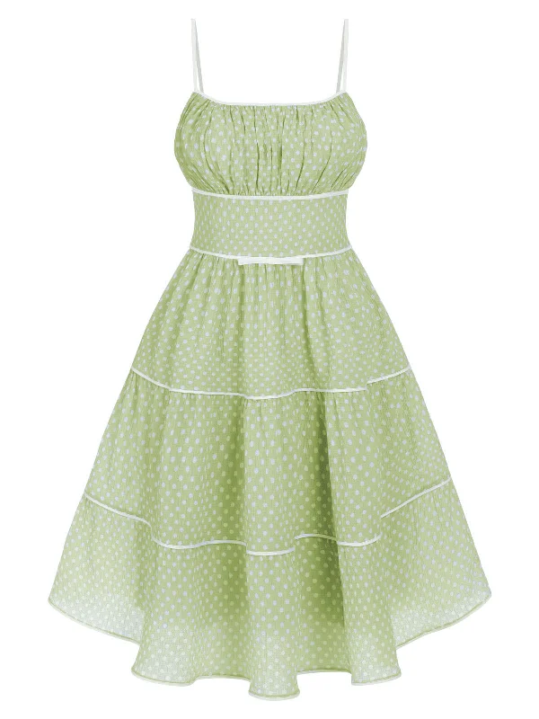 Lace - Embellished Women Dress for an Elegant and Sophisticated AppearanceLace - Embellished Women Dress for an Elegant and Sophisticated AppearanceGreen 1950s Strap Polka Dot Swing Dress