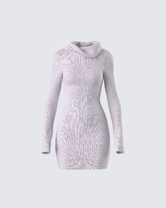 Ruffled Women Dress with Multiple Layers for a Playful and Girly StyleRuffled Women Dress with Multiple Layers for a Playful and Girly StyleHala Grey Cowl Neck Sweater Dress