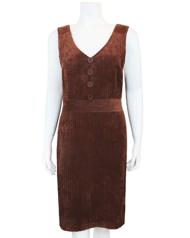 Sleeveless Women Dress in Bright Colors for Summer PartiesSleeveless Women Dress in Bright Colors for Summer PartiesJONI Corduroy Jumper - COPPER