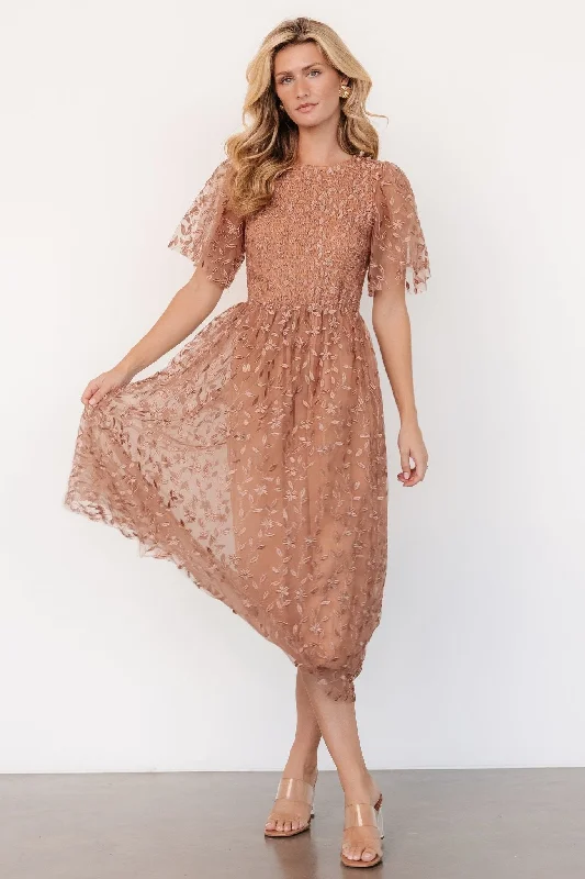 Halter Neck Women Dress to Show Off the Shoulders and NecklineHalter Neck Women Dress to Show Off the Shoulders and NecklineKendra Embroidered Dress | Nude Rose