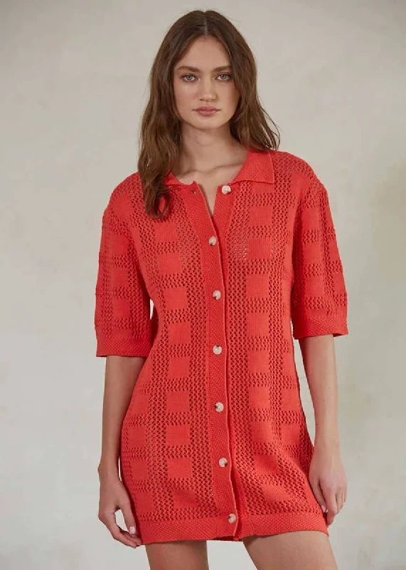 Ruffled Women Dress with Multiple Layers for a Playful and Girly StyleRuffled Women Dress with Multiple Layers for a Playful and Girly StyleKennedy Button-Down Sweater Dress - Red